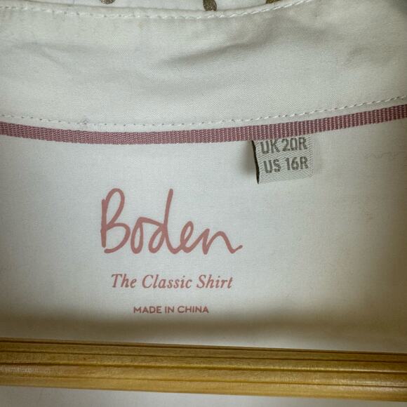 Boden Womens the Classic Shirt Button Up in White and‎ Silver Polka Dot Sz 16 - Picture 6 of 10
